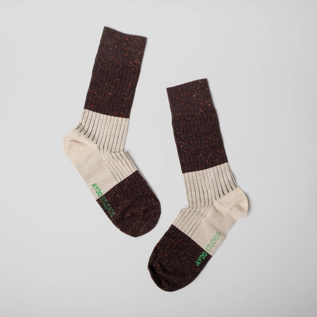 Ribbed Neps Cotton // Dark Brown//Clay White